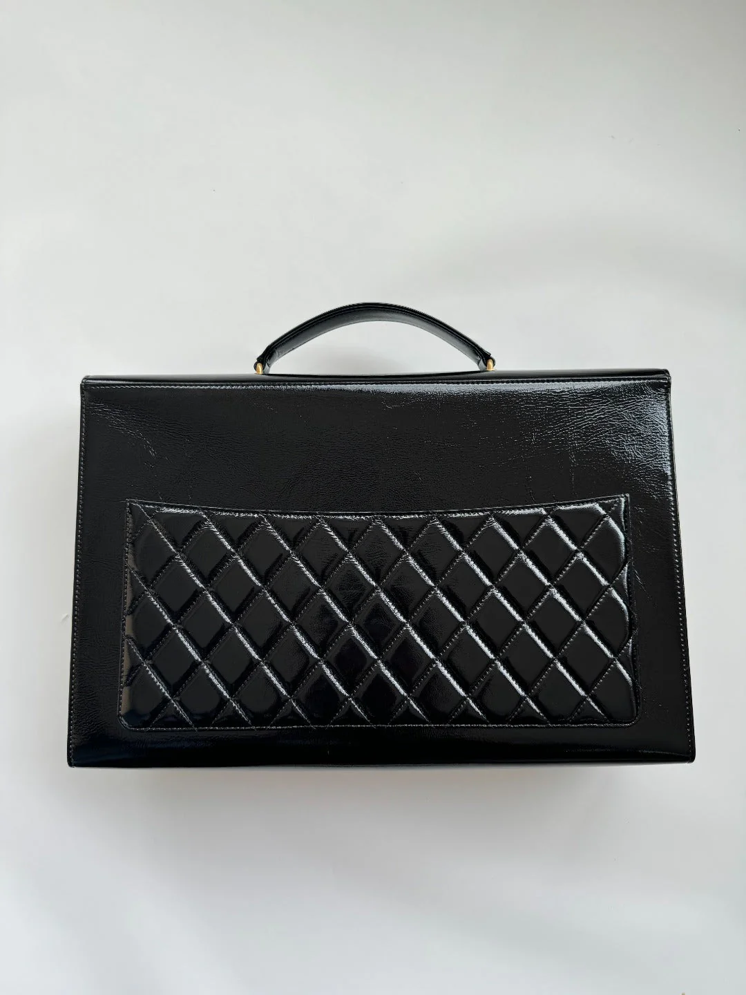 CHANEL 25S TOP HANDLE BAG 36 CM IN BLACK LAMBSKIN WITH GOLD HARDWARE