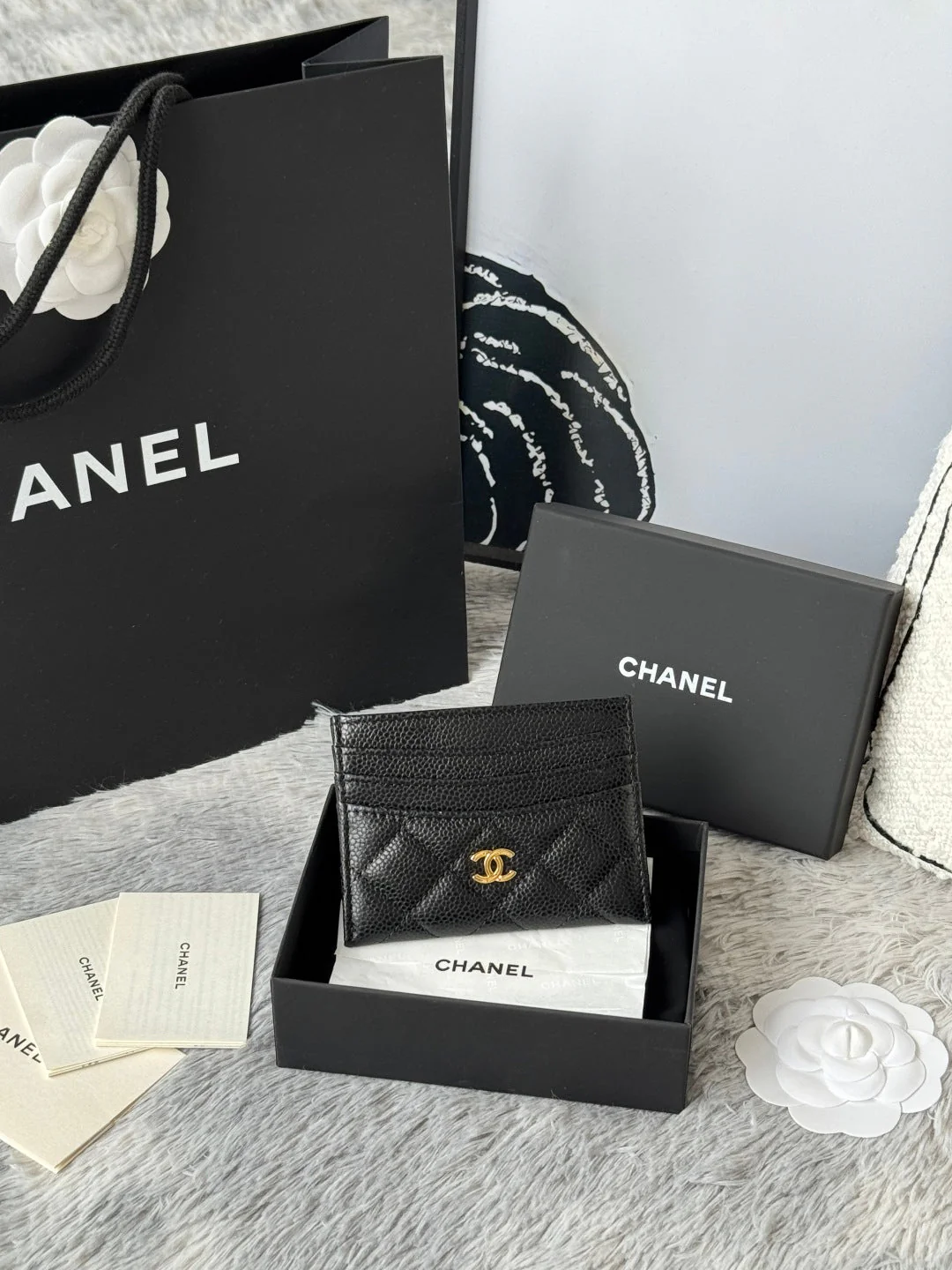 CHANEL 25S CARD HOLDER 11 IN BLACK CAVIAR GOLD HARDWARE
