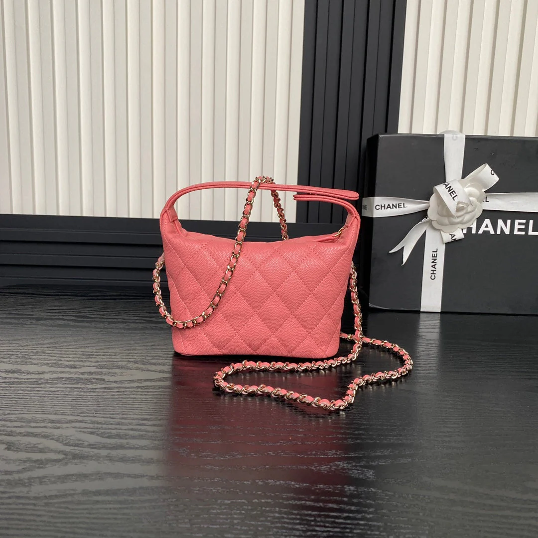 HOBO BAG 21 IN FROLY PINK GRAINED CALFSKIN GOLD HARDWARE