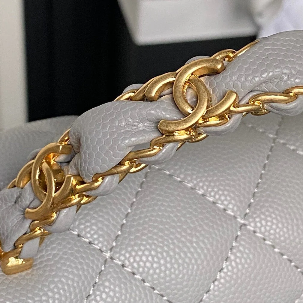 CHANEL 25S FLAP BAG 22 IN CHARCOAL GRAY CALFSKIN GOLD HARDWARE