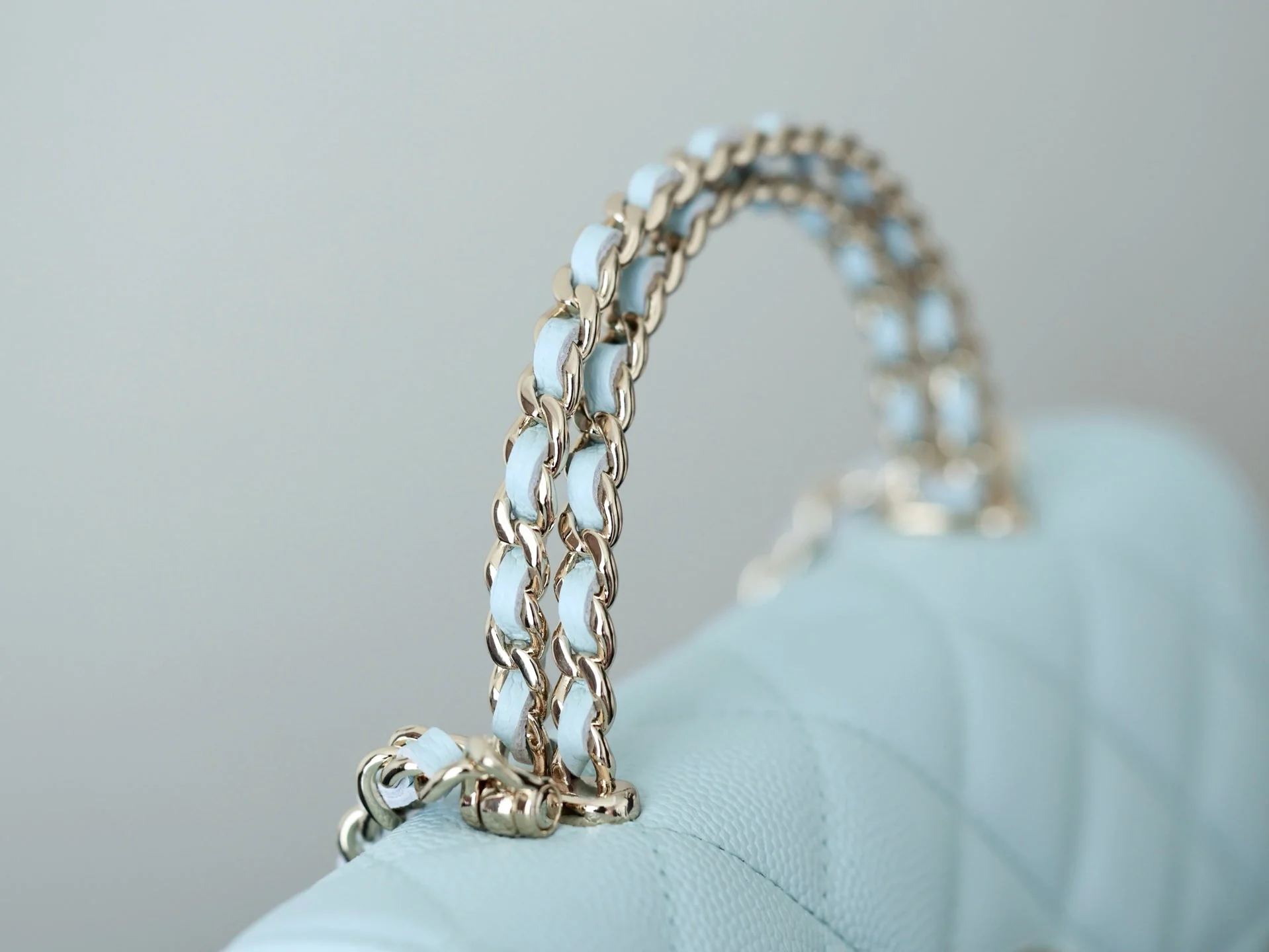 CHANEL 25S KELLY IN PASTEL BLUE LAMBSKIN WITH SILVER HARDWARE