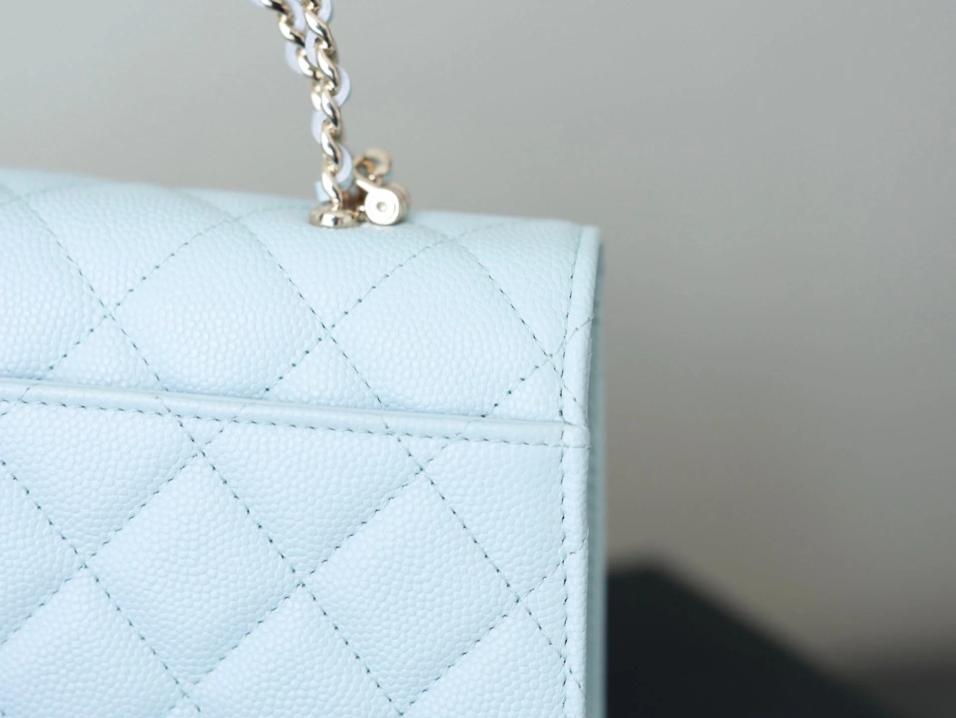 CHANEL 25S KELLY IN PASTEL BLUE LAMBSKIN WITH SILVER HARDWARE