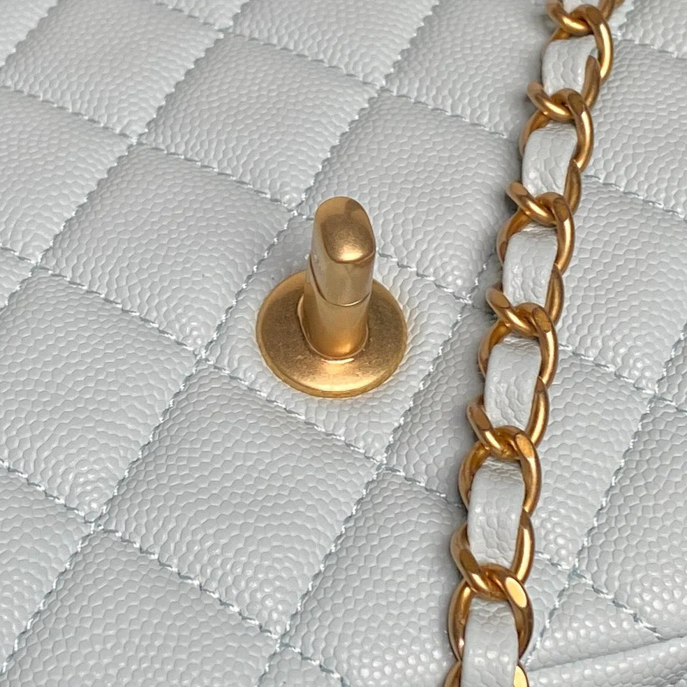 CHANEL 25S FLAP BAG 22 IN LIGHT BLUE CALFSKIN GOLD HARDWARE