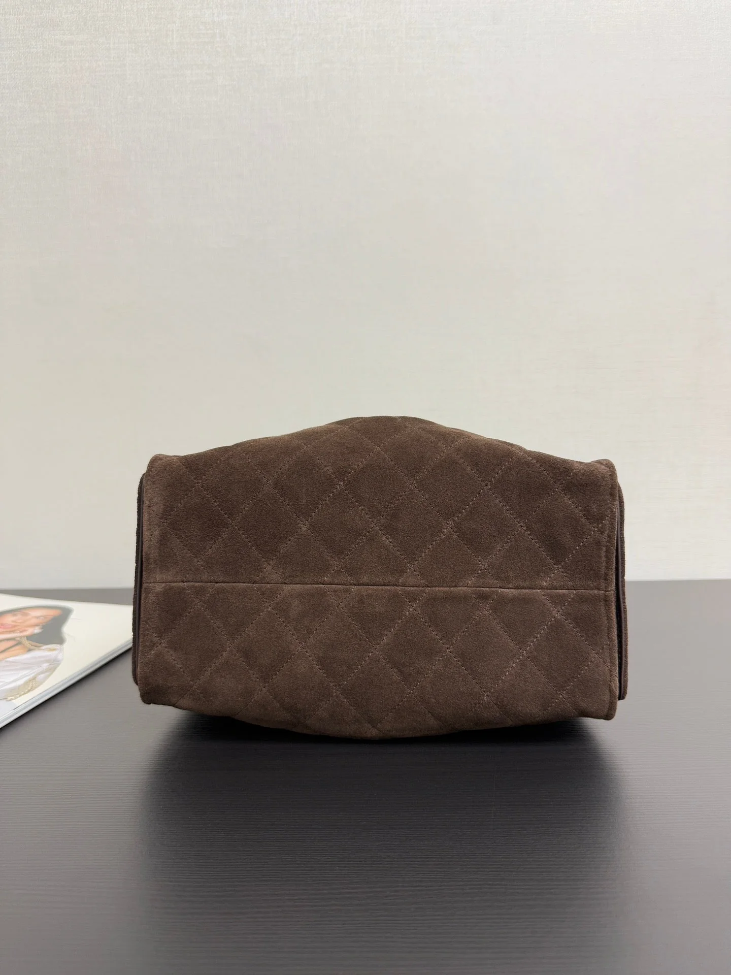 CHANEL 25S HOBO BAG 40 CM IN DARK BROWN SUEDE WITH GOLD HARDWARE