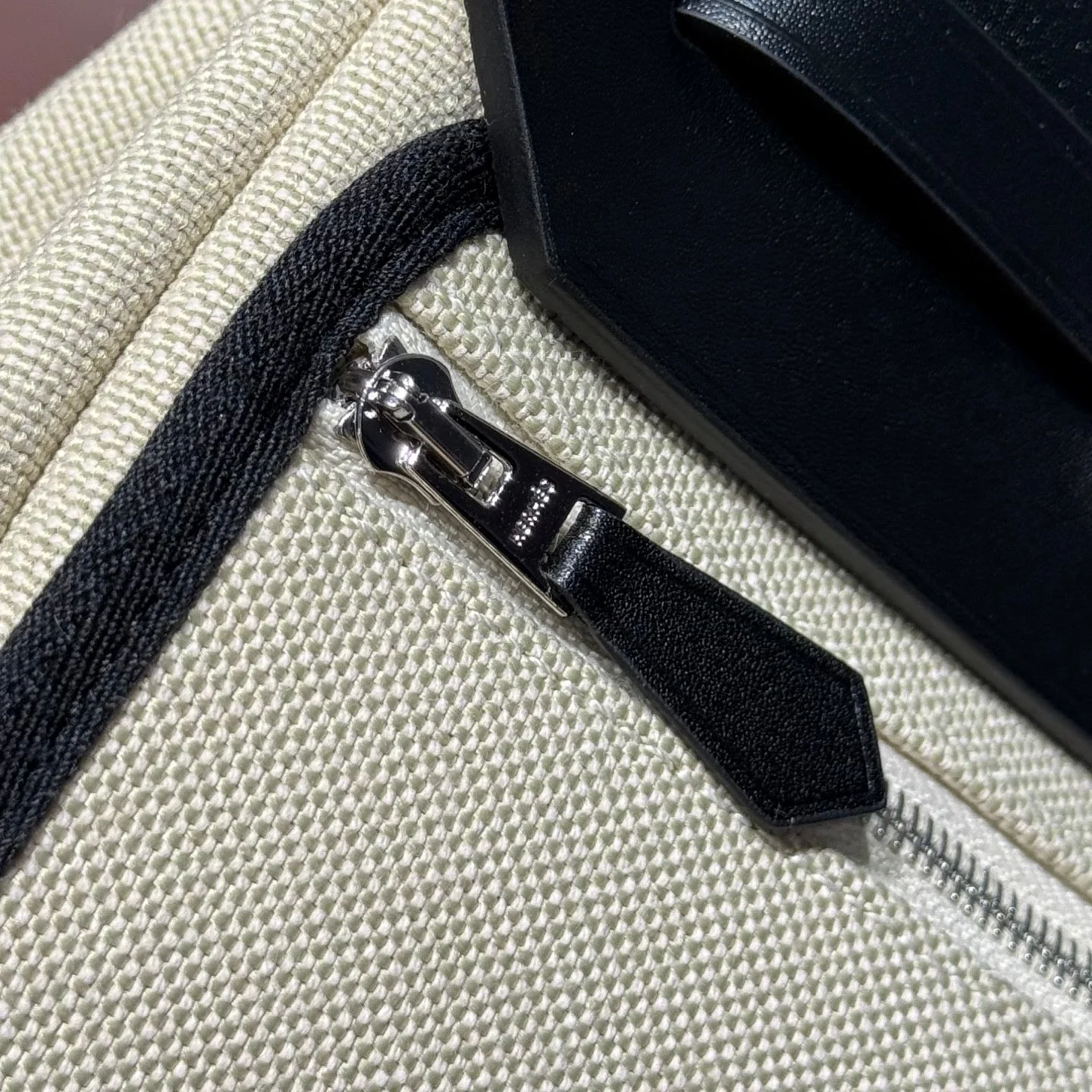 HERMES 25S MINI HERBAG 20 IN BEIGE AND BLACK CANVAS SILVER HARDWARE