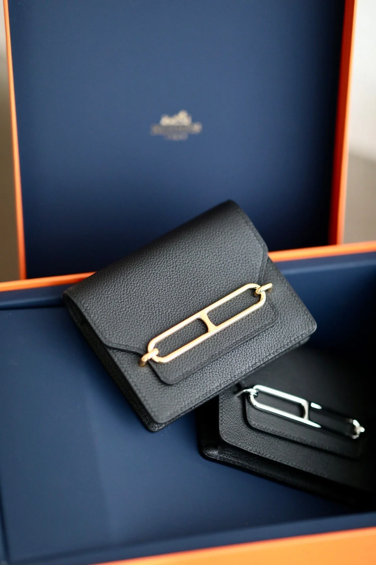 HM RoulisSlim Wallet 12.7 Black Calfskin