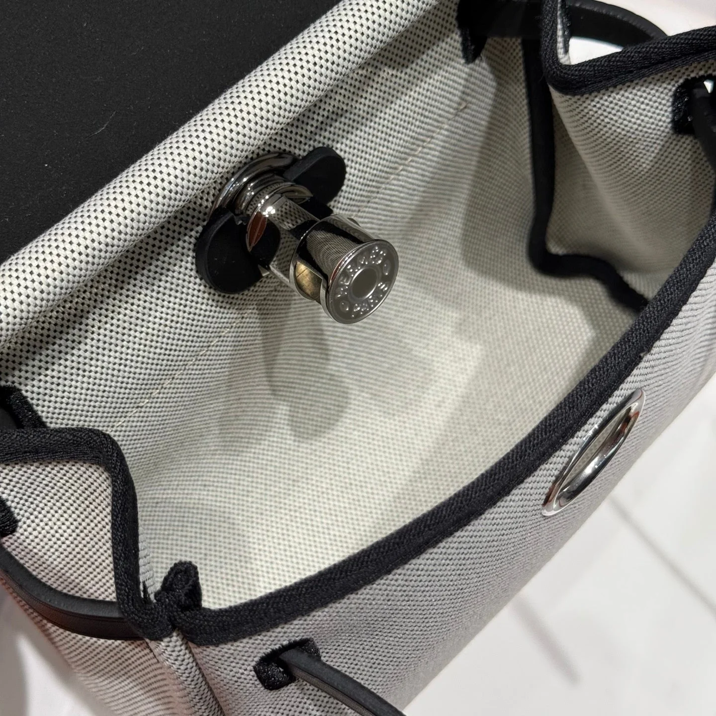 HERMES 25S MINI HERBAG 20 IN SAGE GRAY CANVAS SILVER HARDWARE