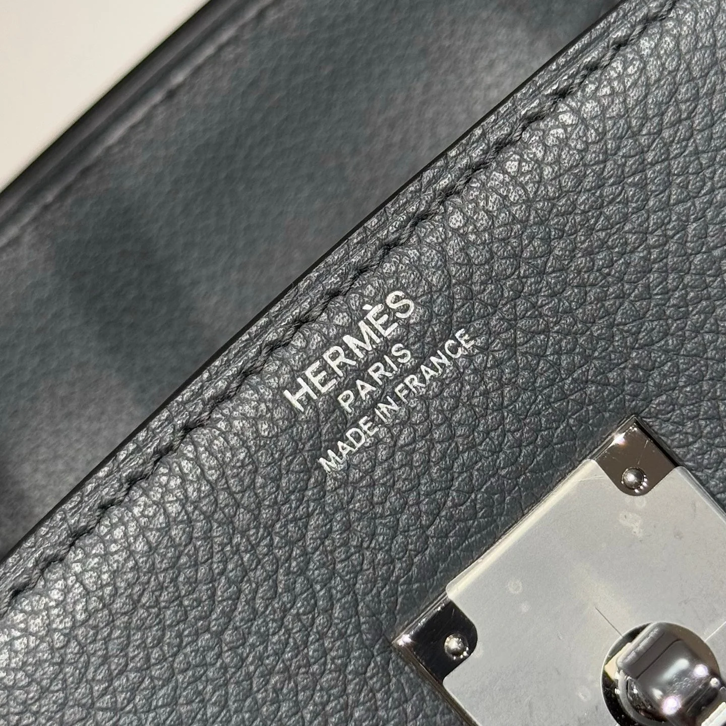 HERMES 25S SHOULDER BIRKIN 29 IN HAZE GRAY CALFSKIN SILVER HARDWARE