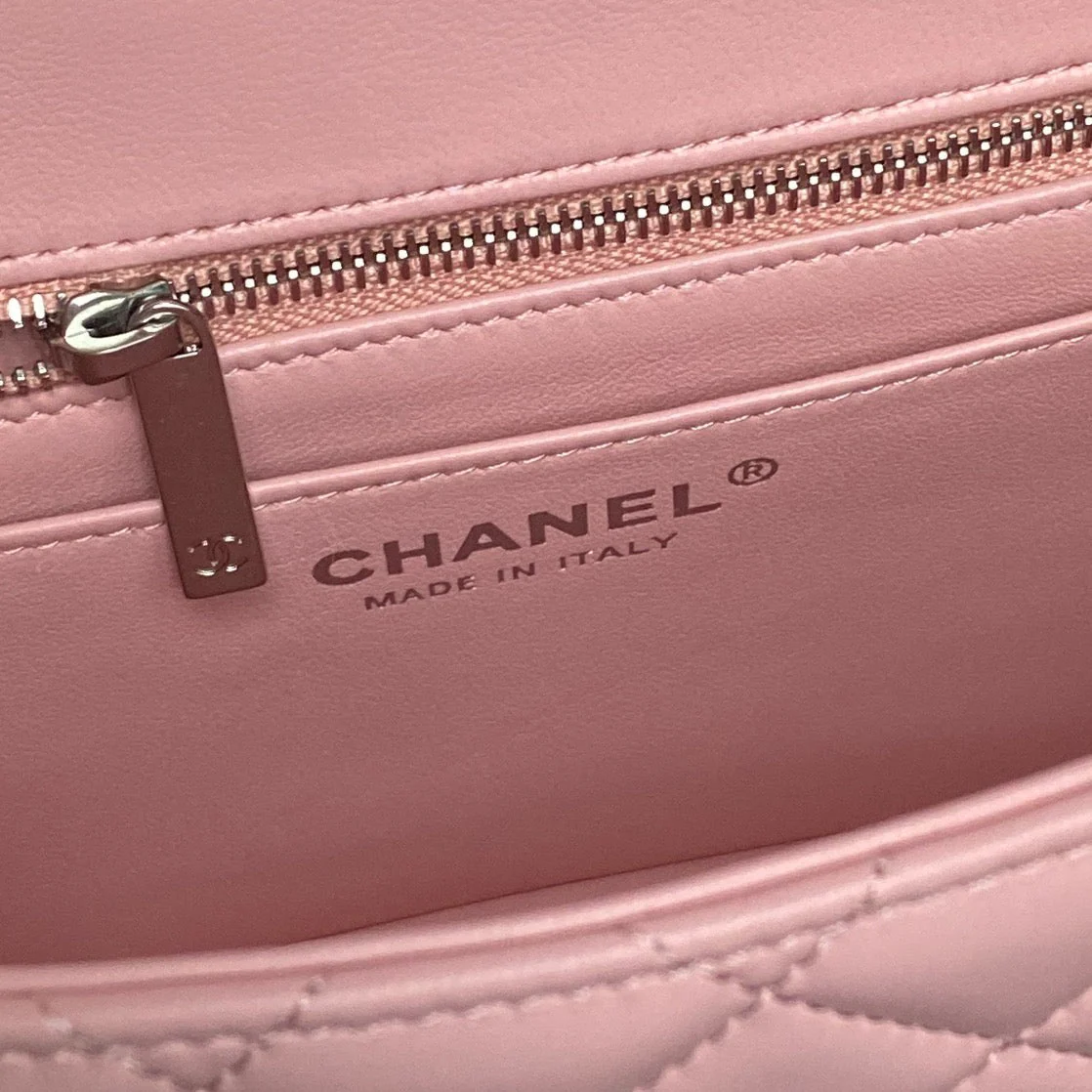 CHANEL 25S FLAP BAG 23 IN LIGHT PINK CALFSKIN SILVER HARDWARE