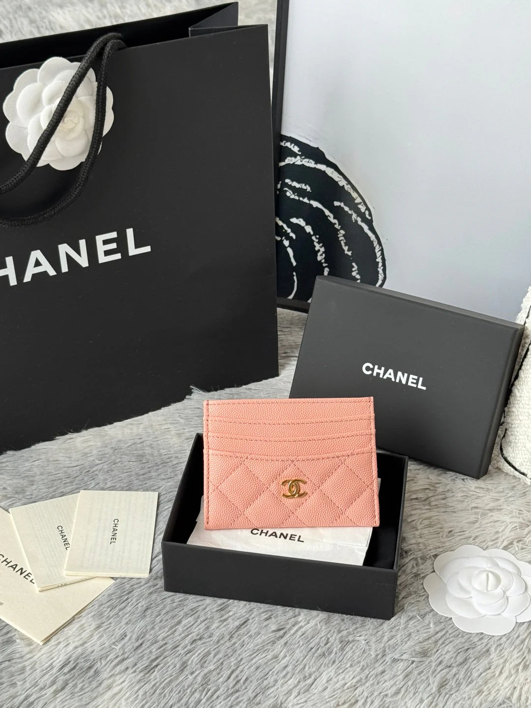 CHANEL 25S CARD HOLDER 11 IN PEACH PINK CAVIAR GOLD HARDWARE