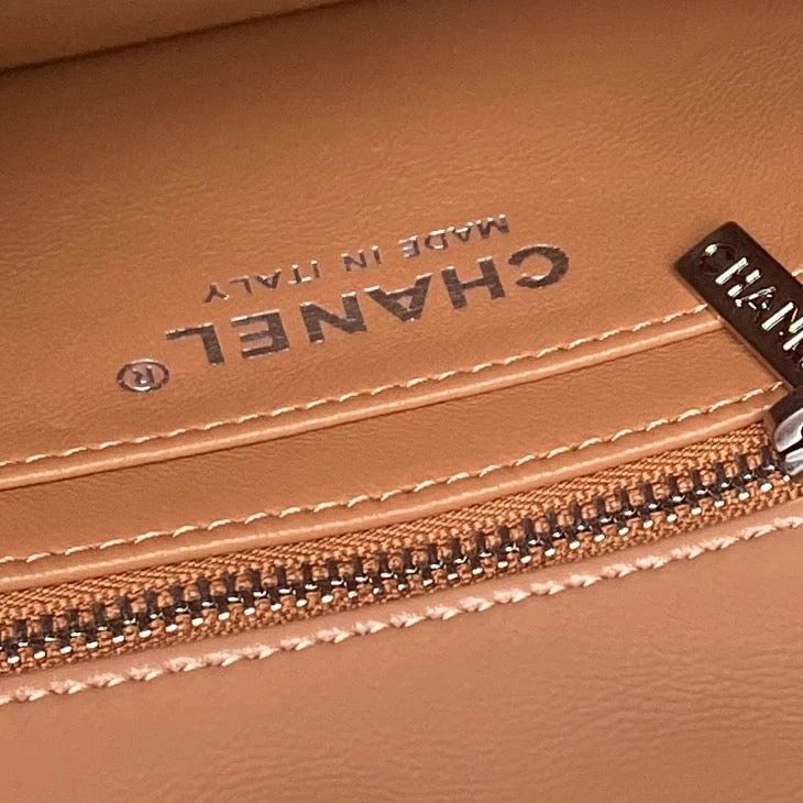 CHANEL 25S FLAP BAG 20 IN DARK CARAMEL CALFSKIN SILVER HARDWARE