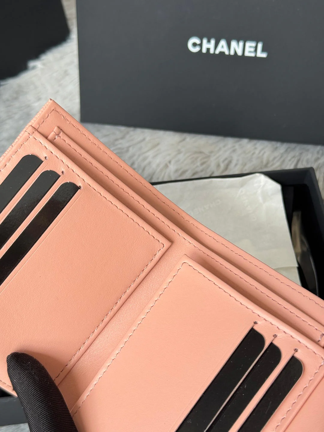CHANEL 25S CF SMALL TRI FOLD WALLET 11 IN PEACH PINK CAVIAR GOLD HARDWARE