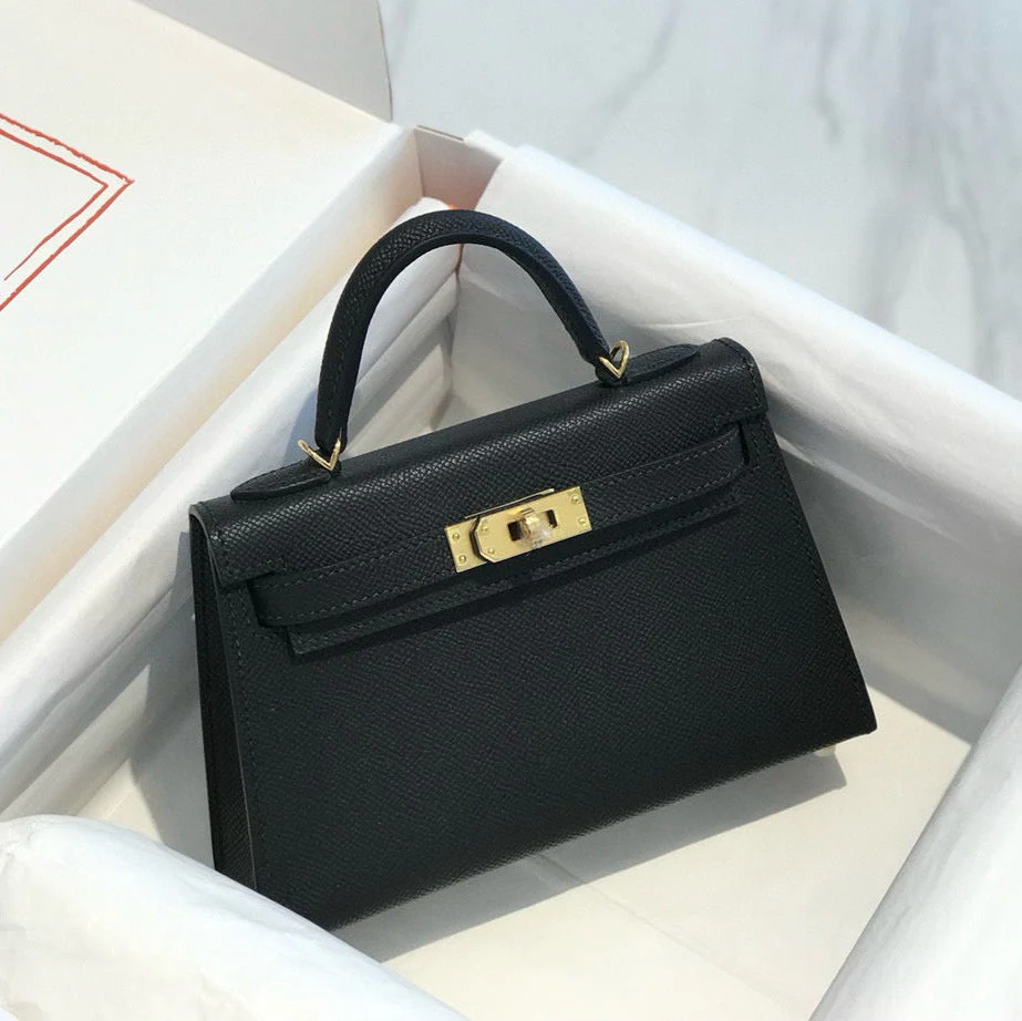 HM KELLY MINI 19 BLACK EPSOM CALFSKIN GOLD HARDWARE