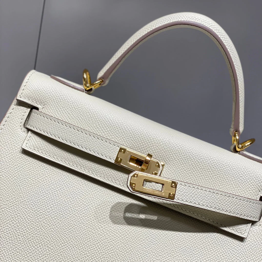 KELLY 25CM IN NATA EPSOM CALFSKIN GOLD HARDWARE