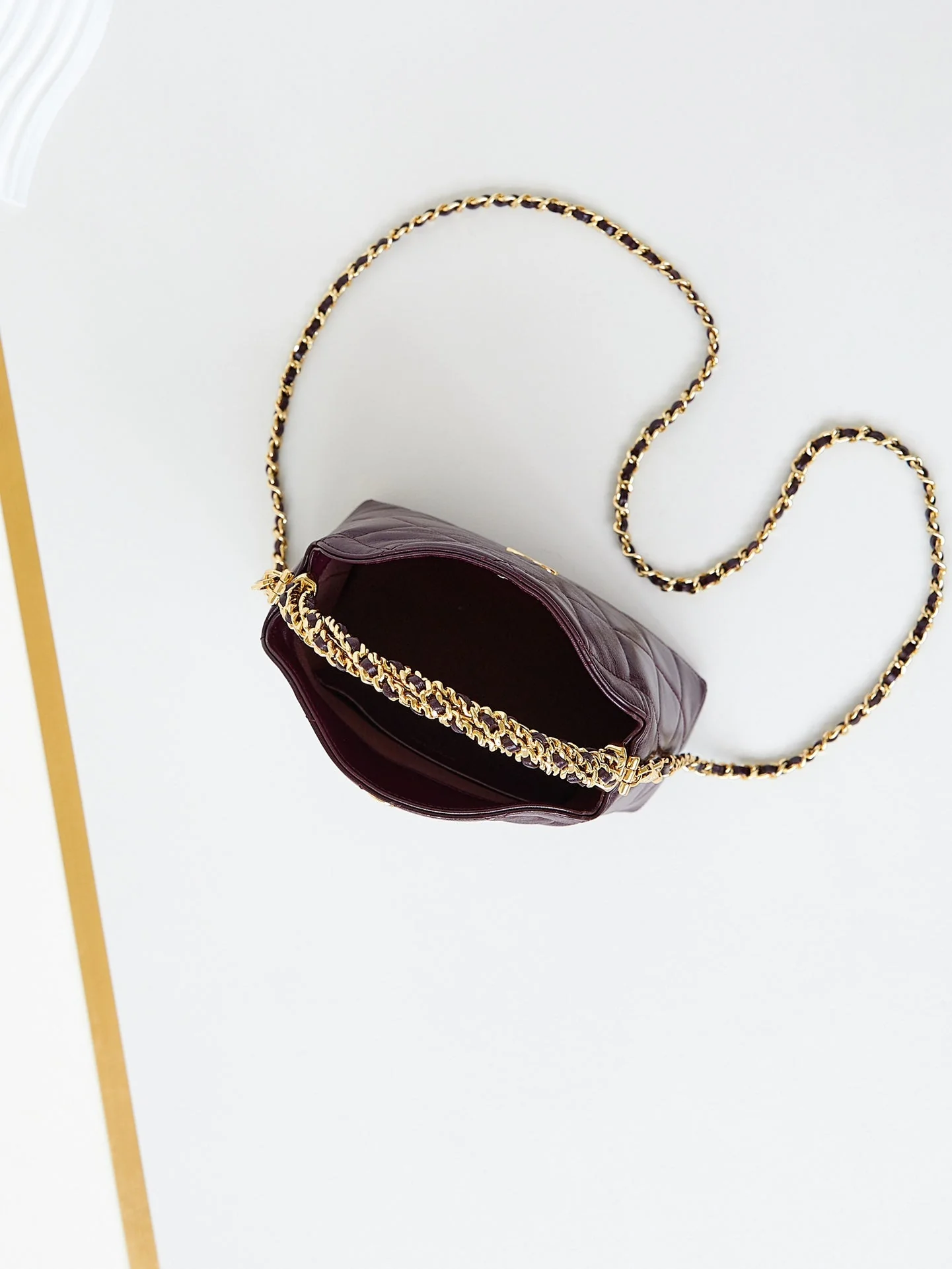 HOBO BAG 18 IN WINE RED SOFT LAMBSKIN GOLD CHAIN