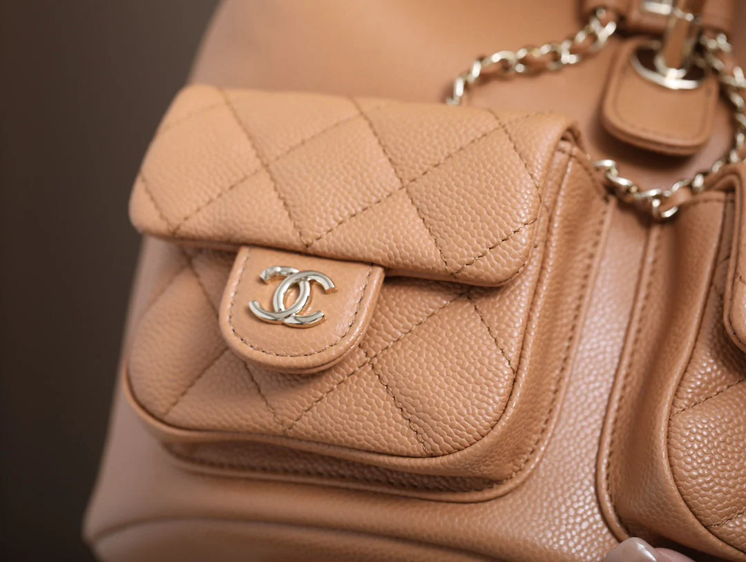 CHANEL 25S BACKPACK 21 CM IN LIGHT BROWN LAMBSKIN