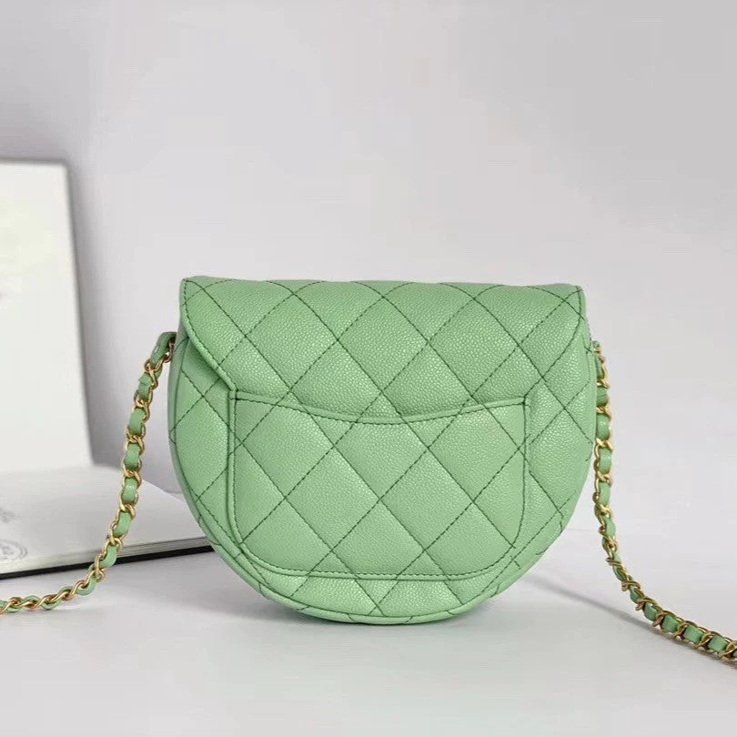 CC Mini Messenger 19cm Light Green Caviar