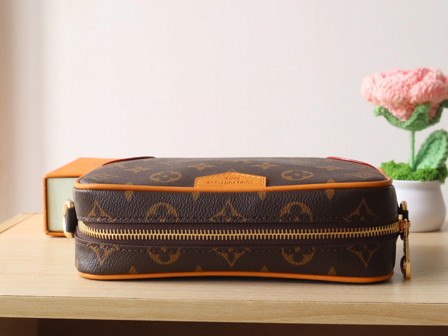 TROCADERO BAG 20 IN BROWN MIX ORANGE MONOGRAM ECLIPSE CANVAS