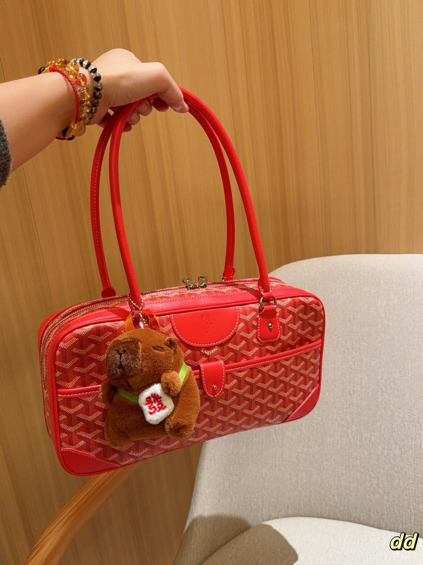 SAINT MARTIN BAG 35 IN CADMIUM RED GOYARDINE CANVAS AND CALFSKIN