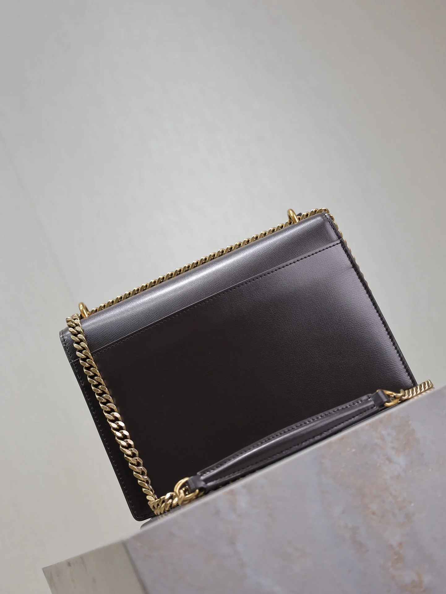 YSL 25S SUNSET BAG 22 IN DARK PURPLE CALFSKIN GOLD HARDWRE