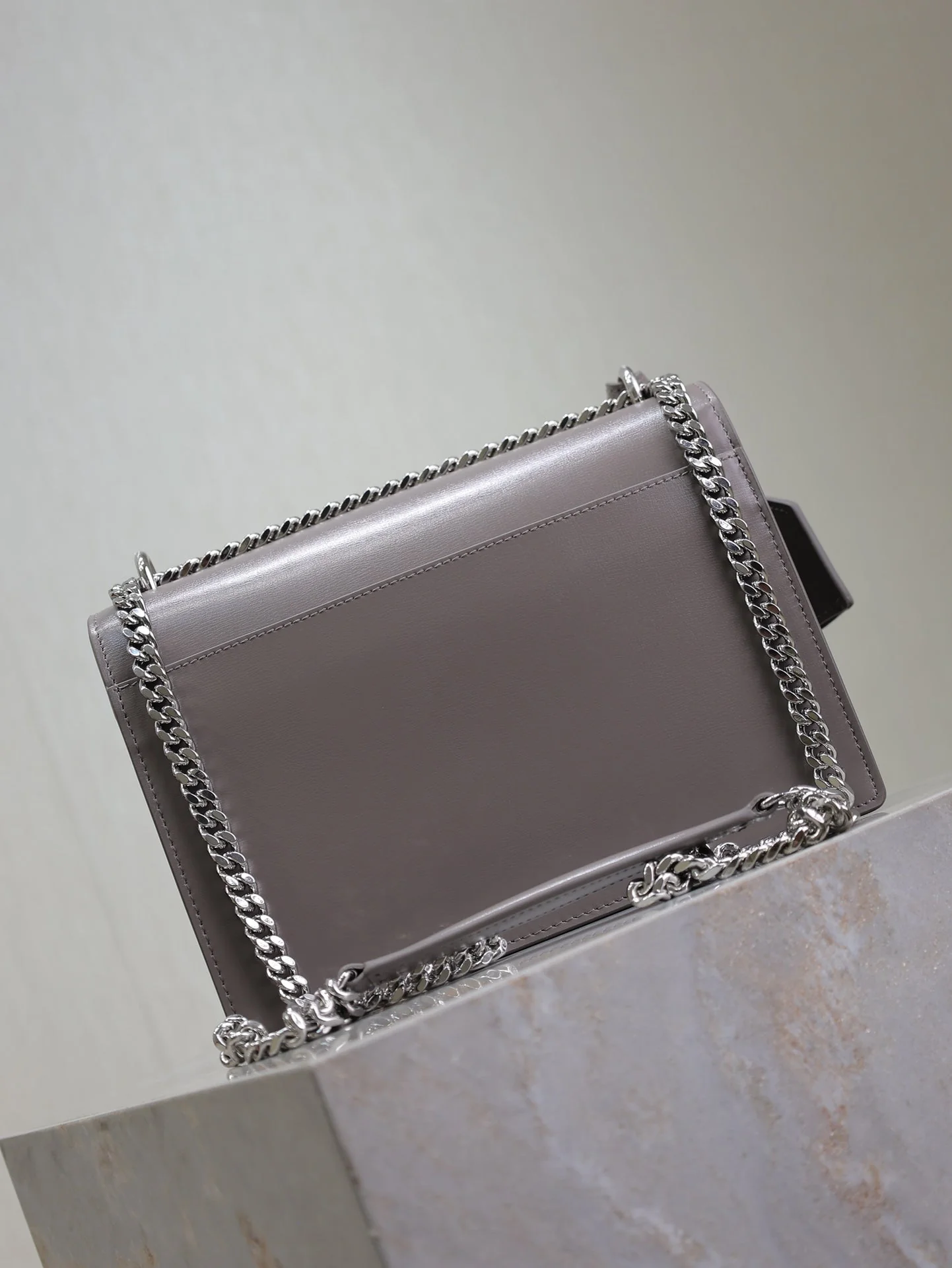 YSL 25S SUNSET BAG 22 IN DARK PURPLE CALFSKIN SILVER HARDWRE