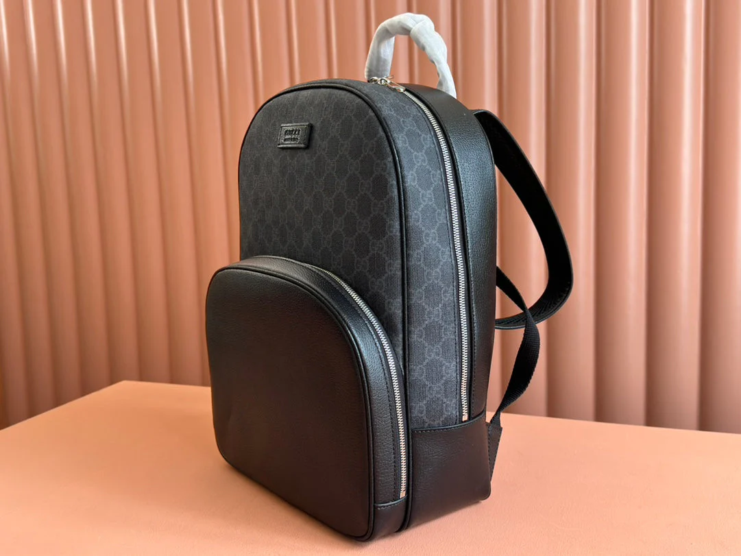 MEDIUM GG BACKPACK 40 IN DARK GREY AND BLACK CALFSKIN