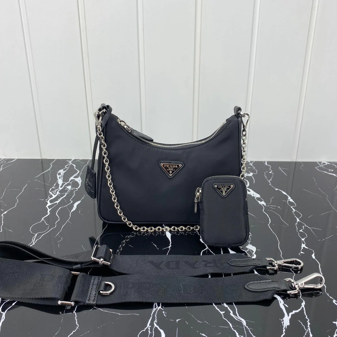 PRA HOBO 22 BAG IN BLACK RE-NYLON