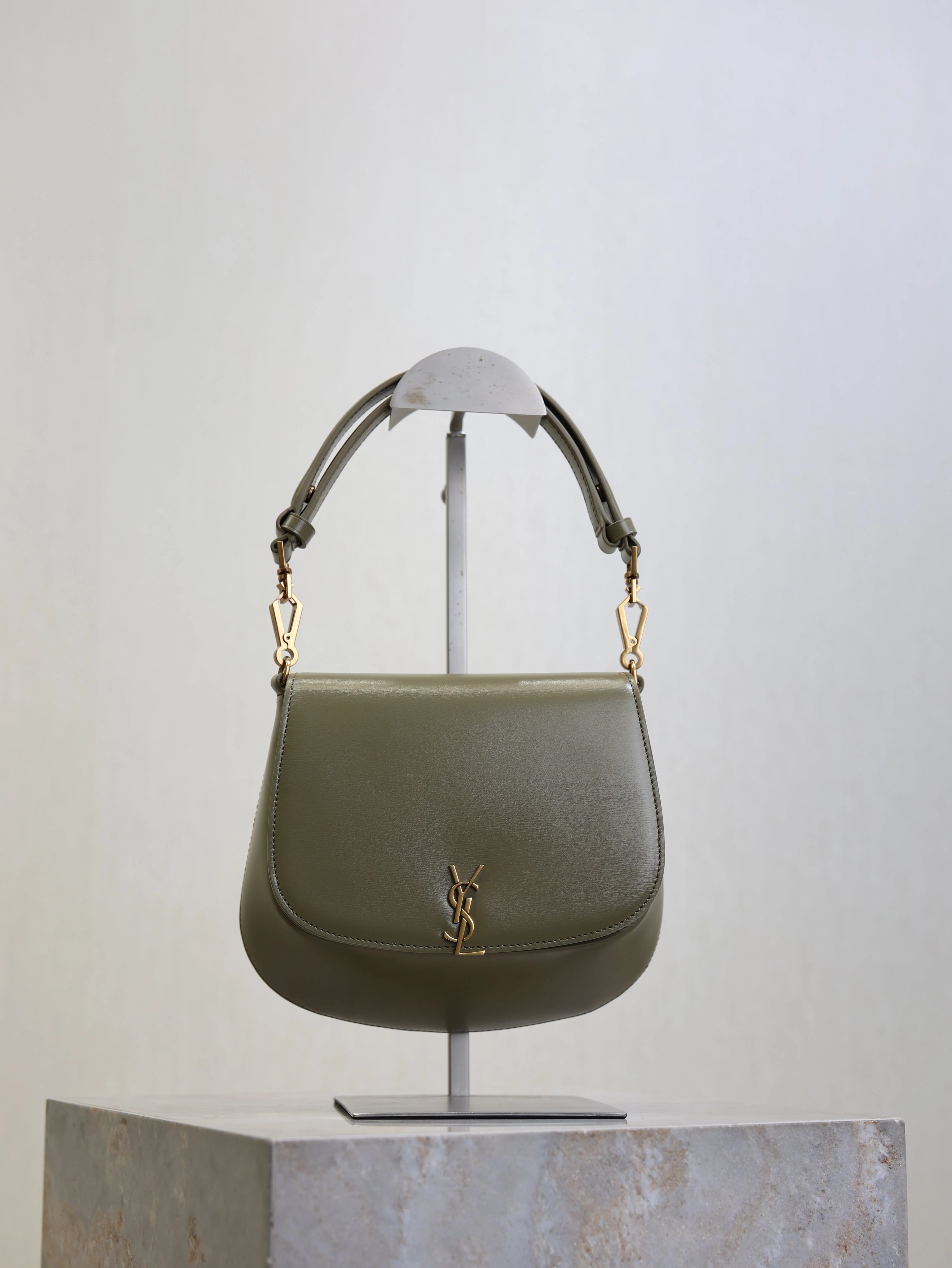 YSL 25S MINI VOLTAIRE 21 IN DEEP MUSK CALFSKIN SAINT LAURENT GOLD HARDWRE