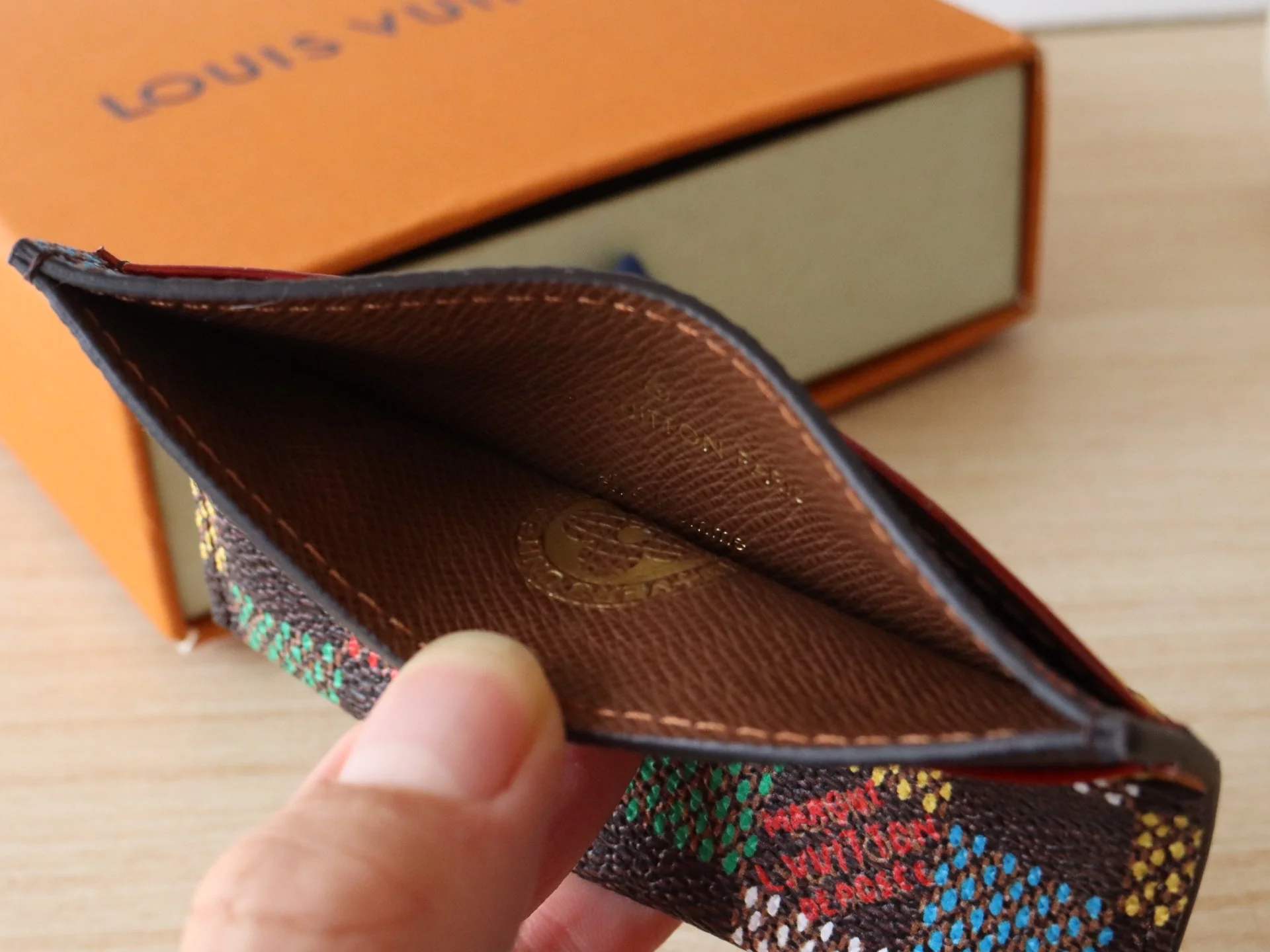 POCKET ORGANIZER CARD HOLDER 11 IN COLORFUL DAMIER EBENE CANVAS