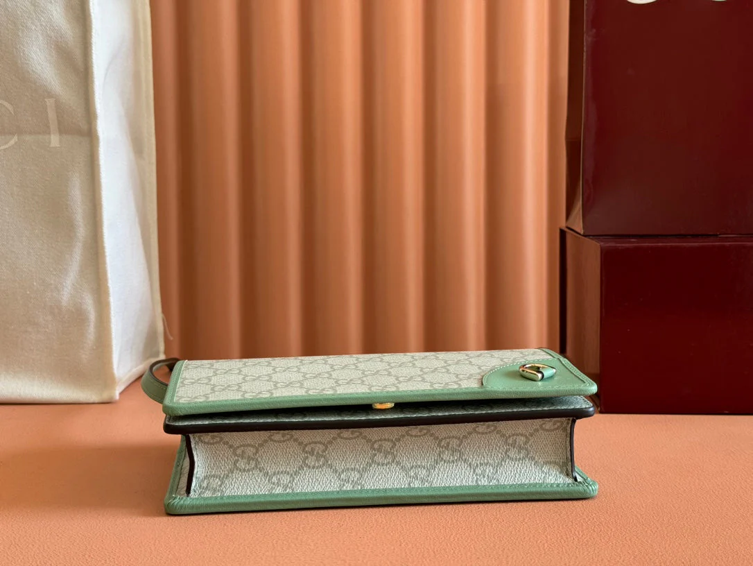 EMBLEM WALLET GG MONOGRAM 20 IN SAGE GREEN SMOOTH CALFSKIN