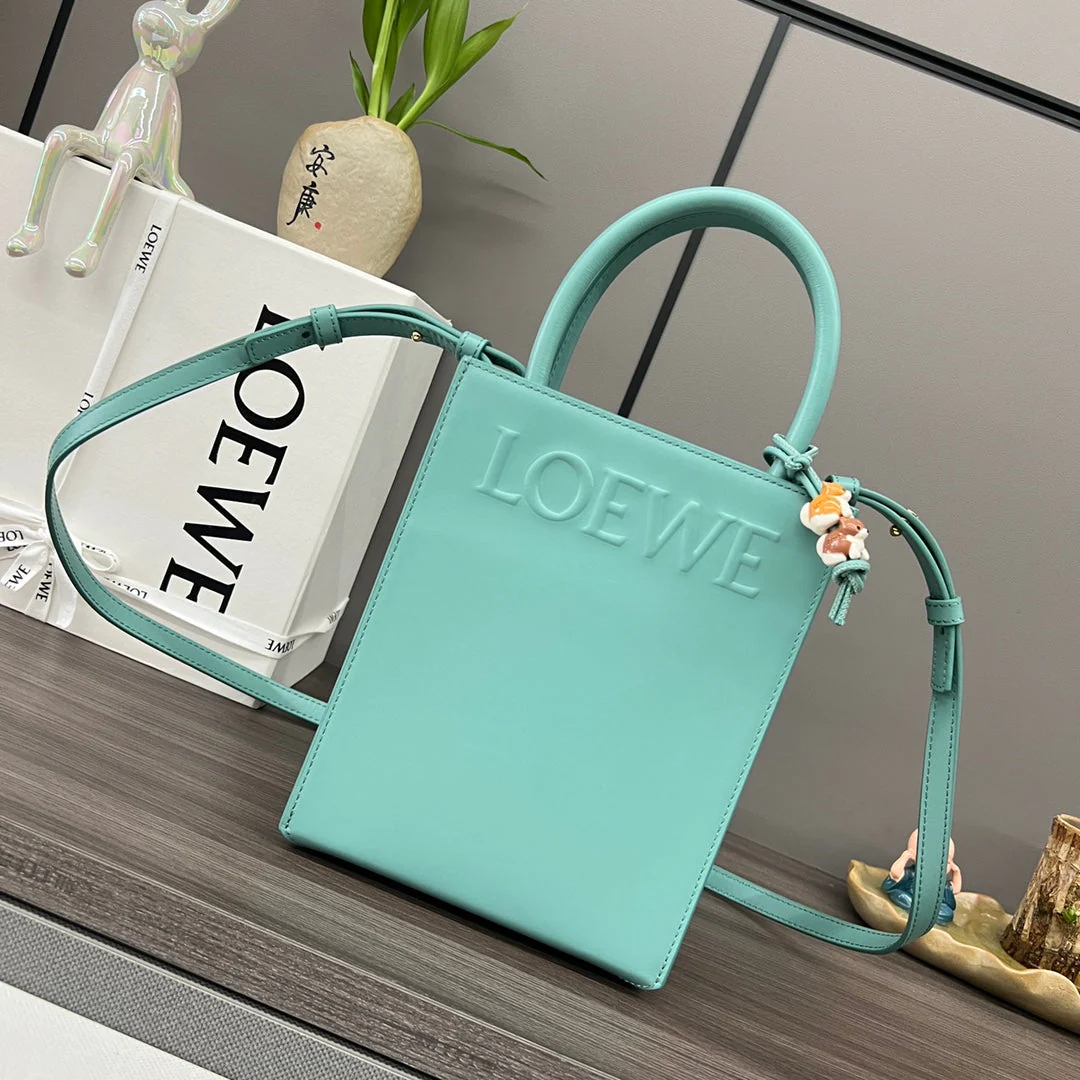 STANDARD A5 TOTE BAG IN AQUAMARINE BLUE CALFSKIN