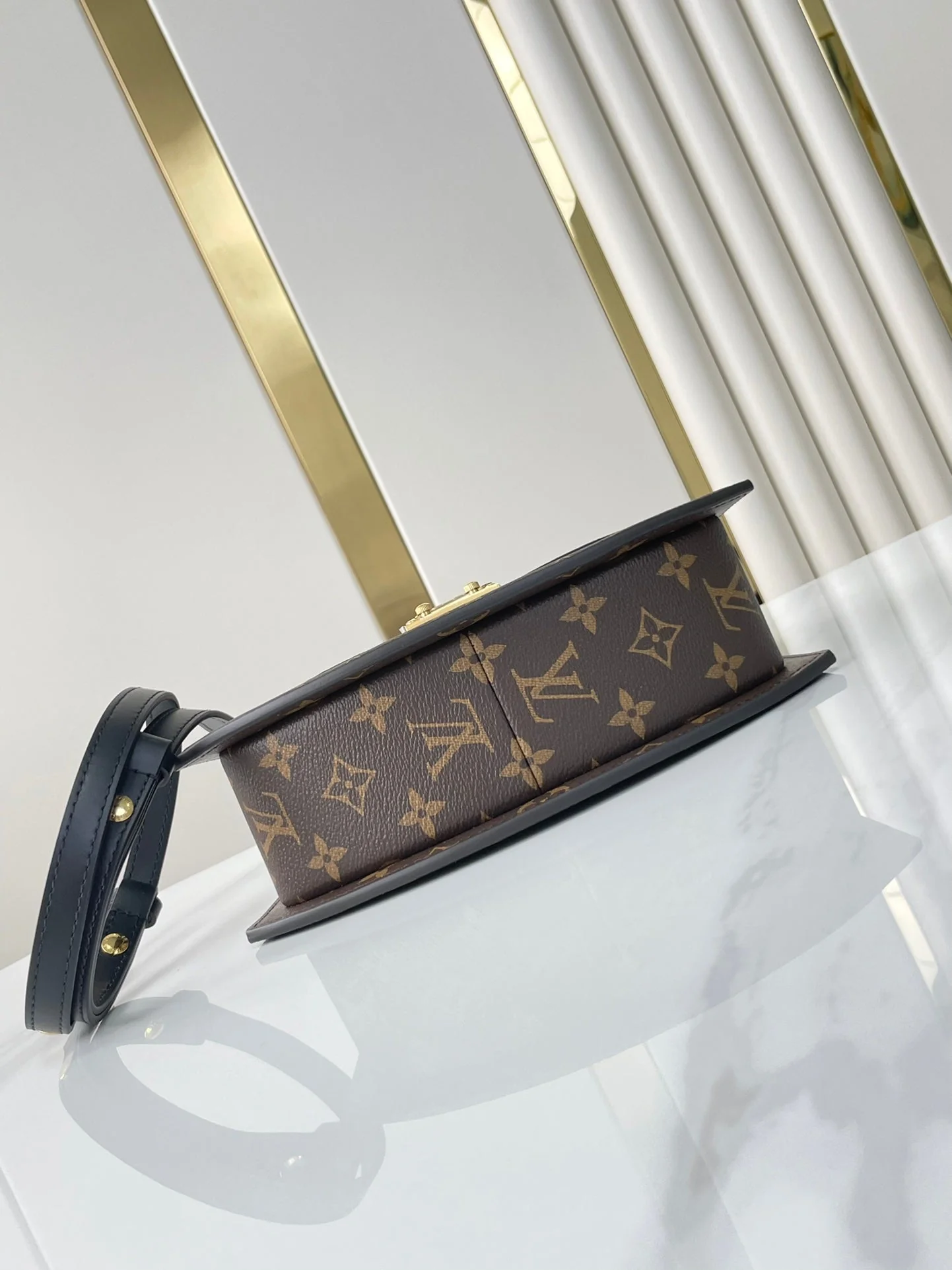 TILSITT 24 IN BROWN MONOGRAM AND MONOGRAM REVERSE CANVAS GOLD BUCKLE