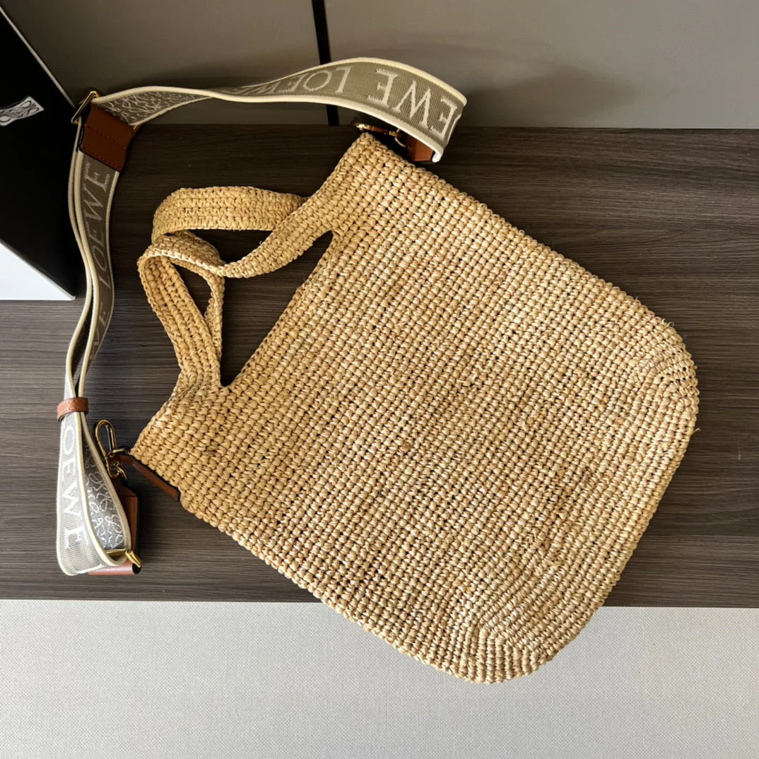 LOEWE 25S SLIT TOTE BAG 30 IN NATURAL CANVAS SHOULDER STRAP
