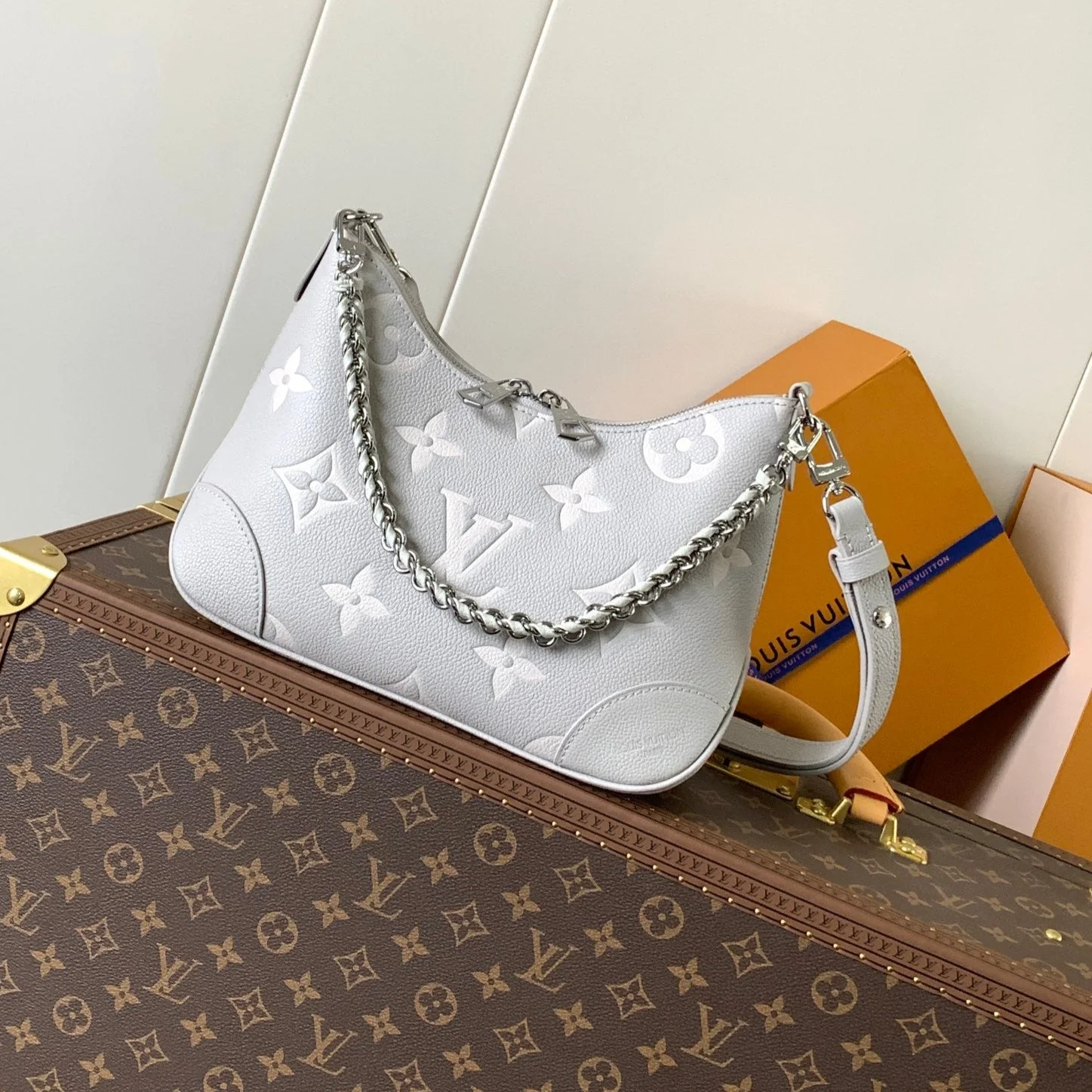 BOULOGNE 29 IN GREY MONOGRAM EMPREINTE LEATHER SILVER HARDWARE