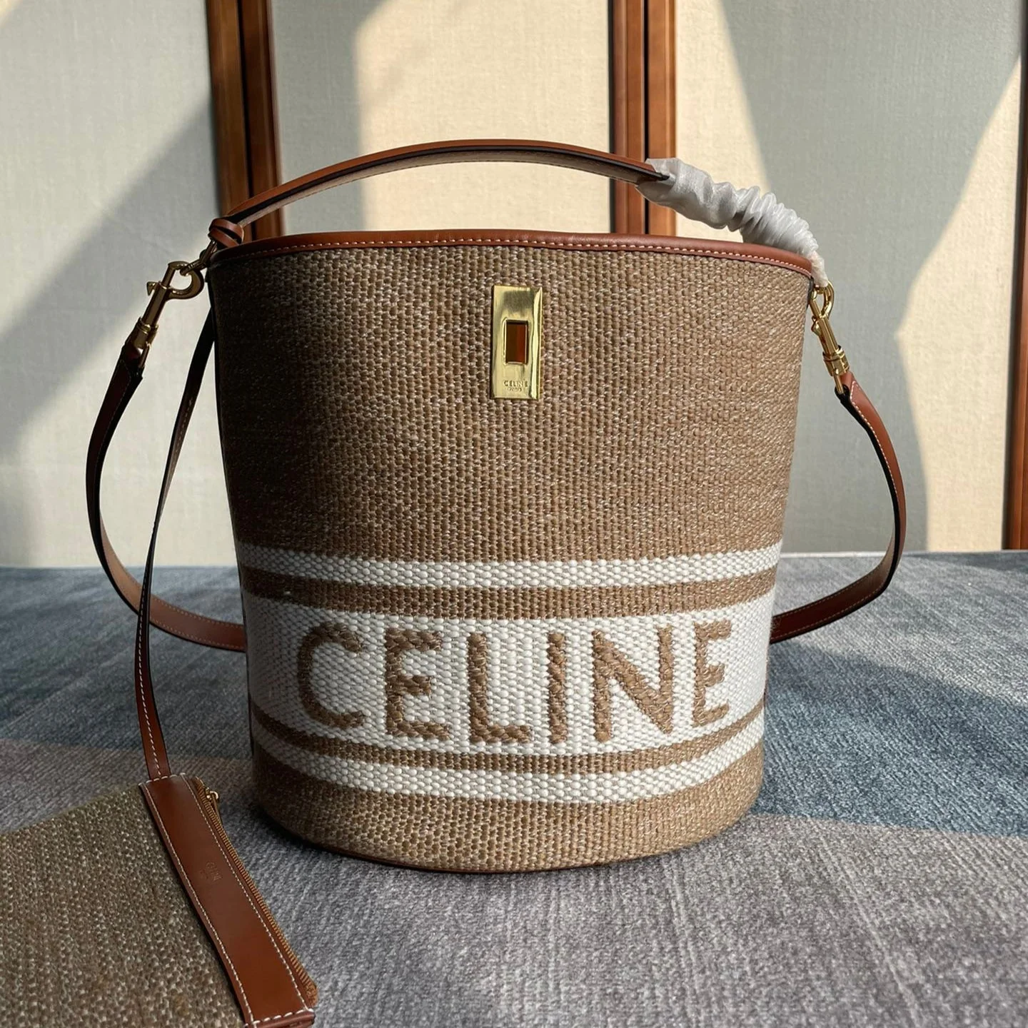 BUCKET 25 IN PRINTED CANVAS BROWN WHITE