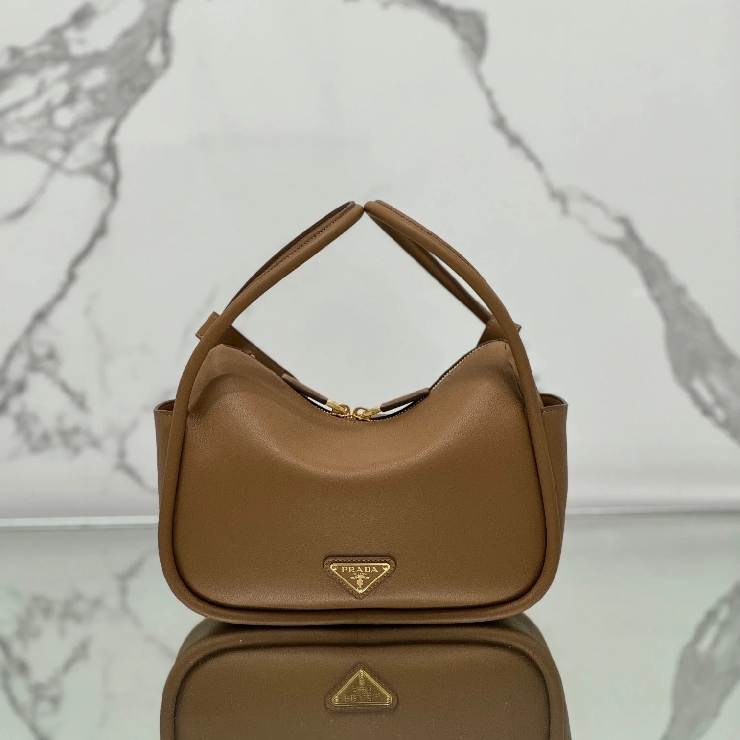 DARLING HANDBAG 25 IN RUSSET BROWN SOFT GRAIN LAMBSKIN