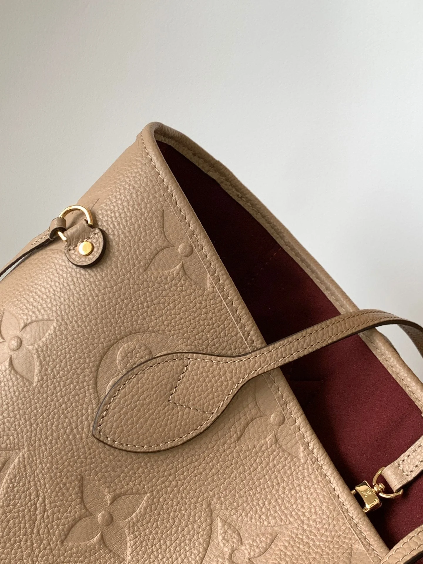 NEVERFULL MM 32 BEIGE MONOGRAM EMPREINTE LEATHER
