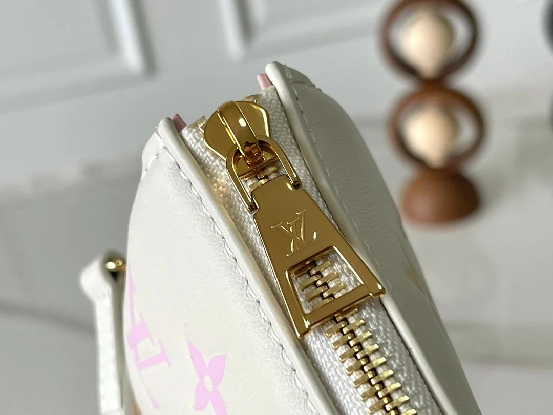 COUSSIN BB 21 IN WHITE MONOGRAM EMBOSSED LAMBSKIN GOLD HARDWARE