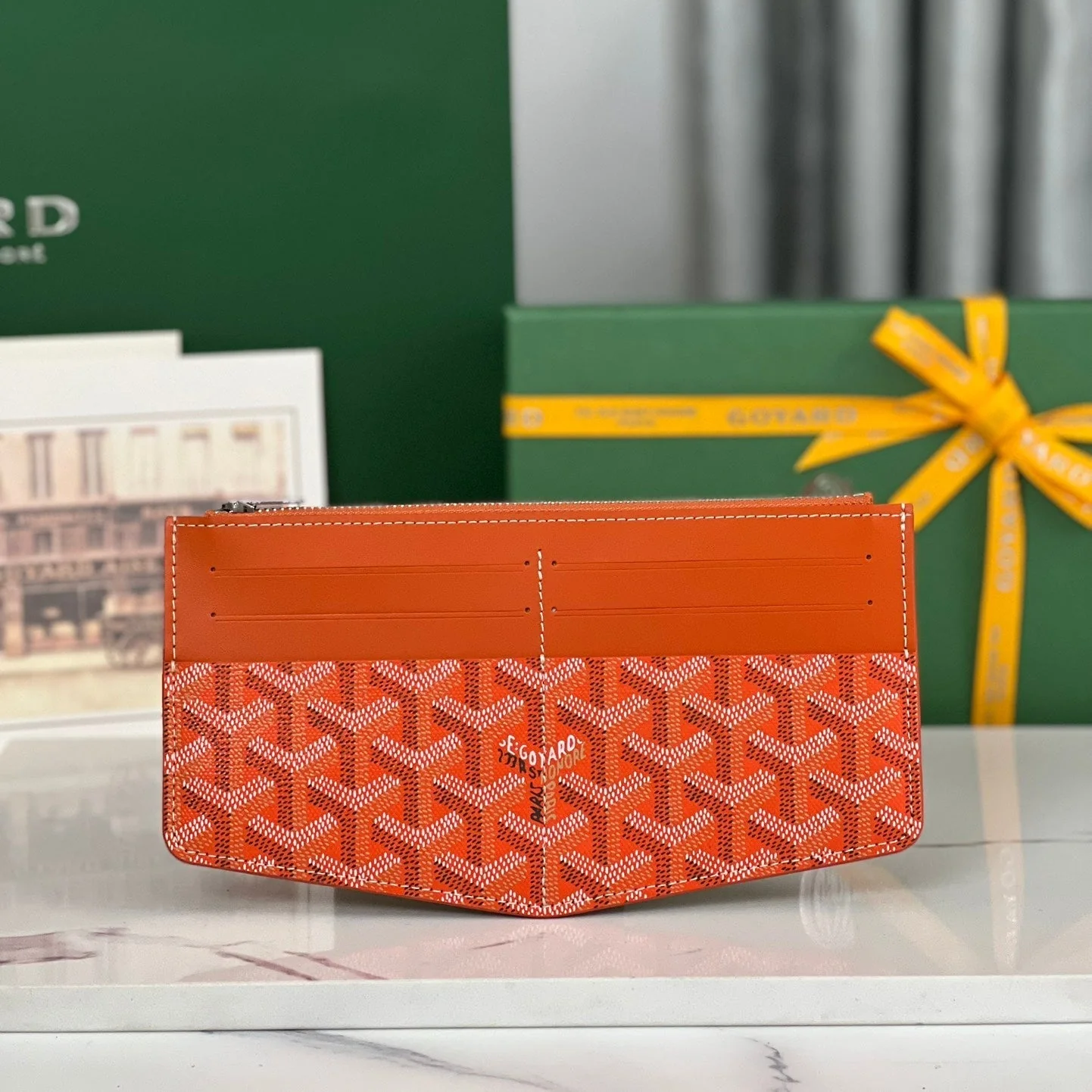 INSERT LOUISE 21 IN RED ORANGE GOYARDINE CANVAS
