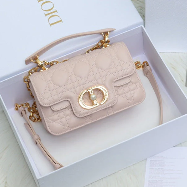 JOLIE TOP HANDLE BAG 19 IN PALE PINK CANNAGE CALFSKIN