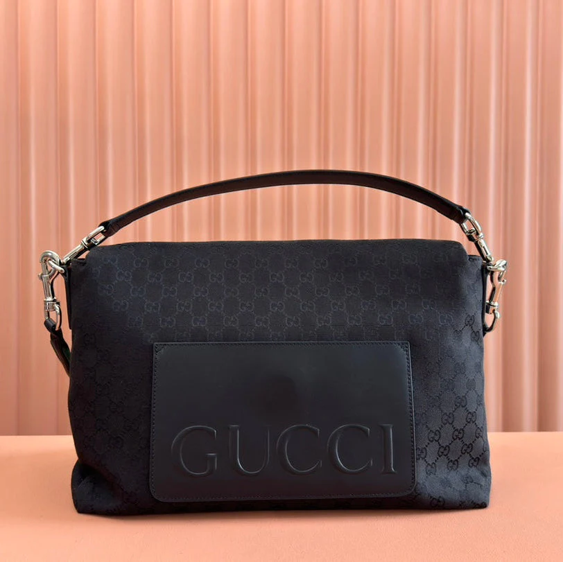 LARGE CROSSBODY BAG 36 IN BLACK CANVAS