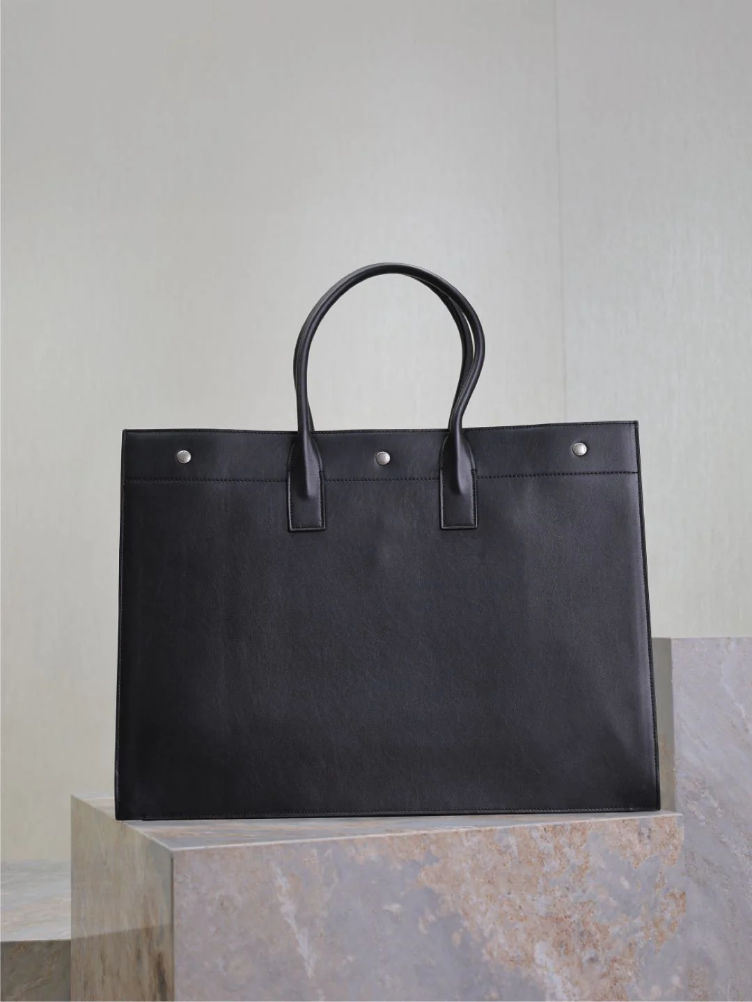 YSL 25S RIVE GAUCHE LARGE TOTE BAG 48 IN BLACK CALFSKIN