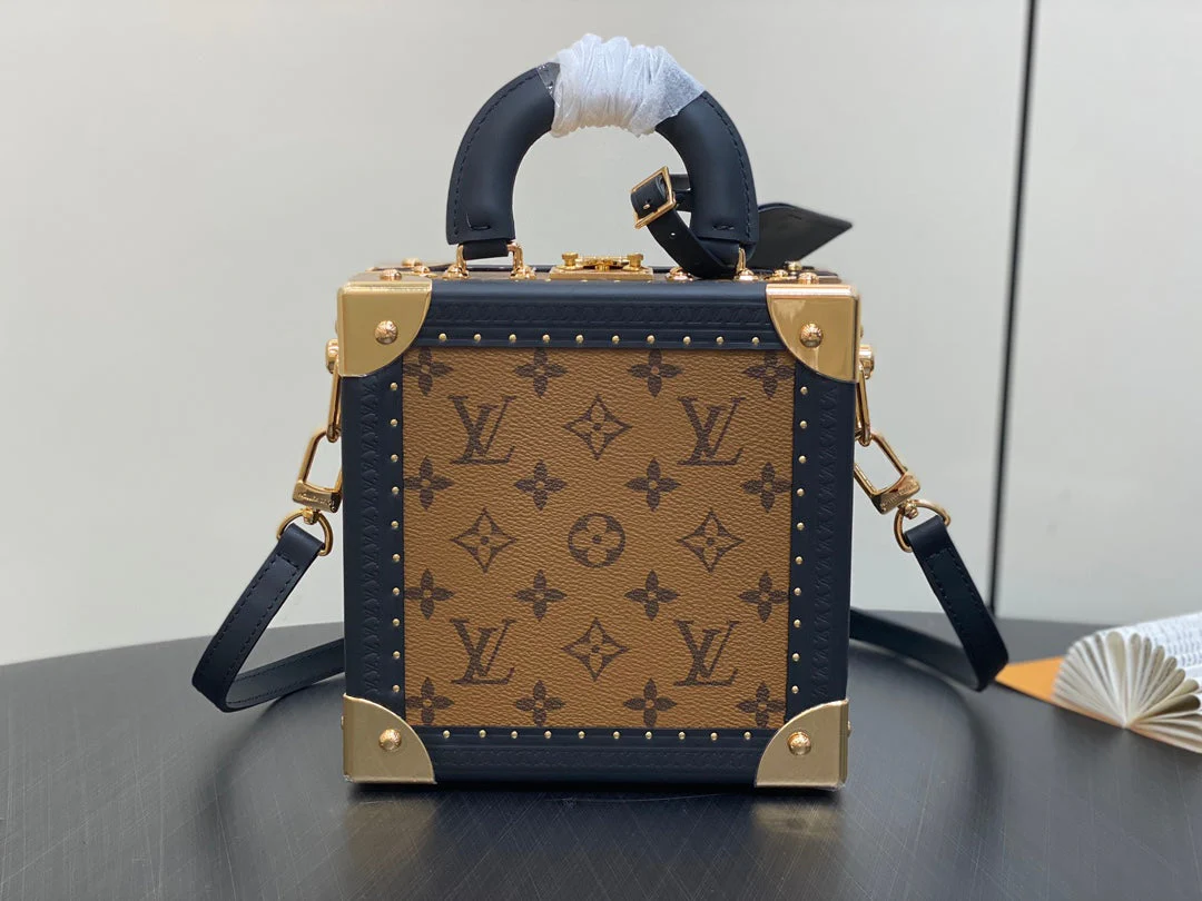 MINI SQUARE TRUNK 17 DOG PRINT IN BROWN MONOGRAM REVERSE CANVAS