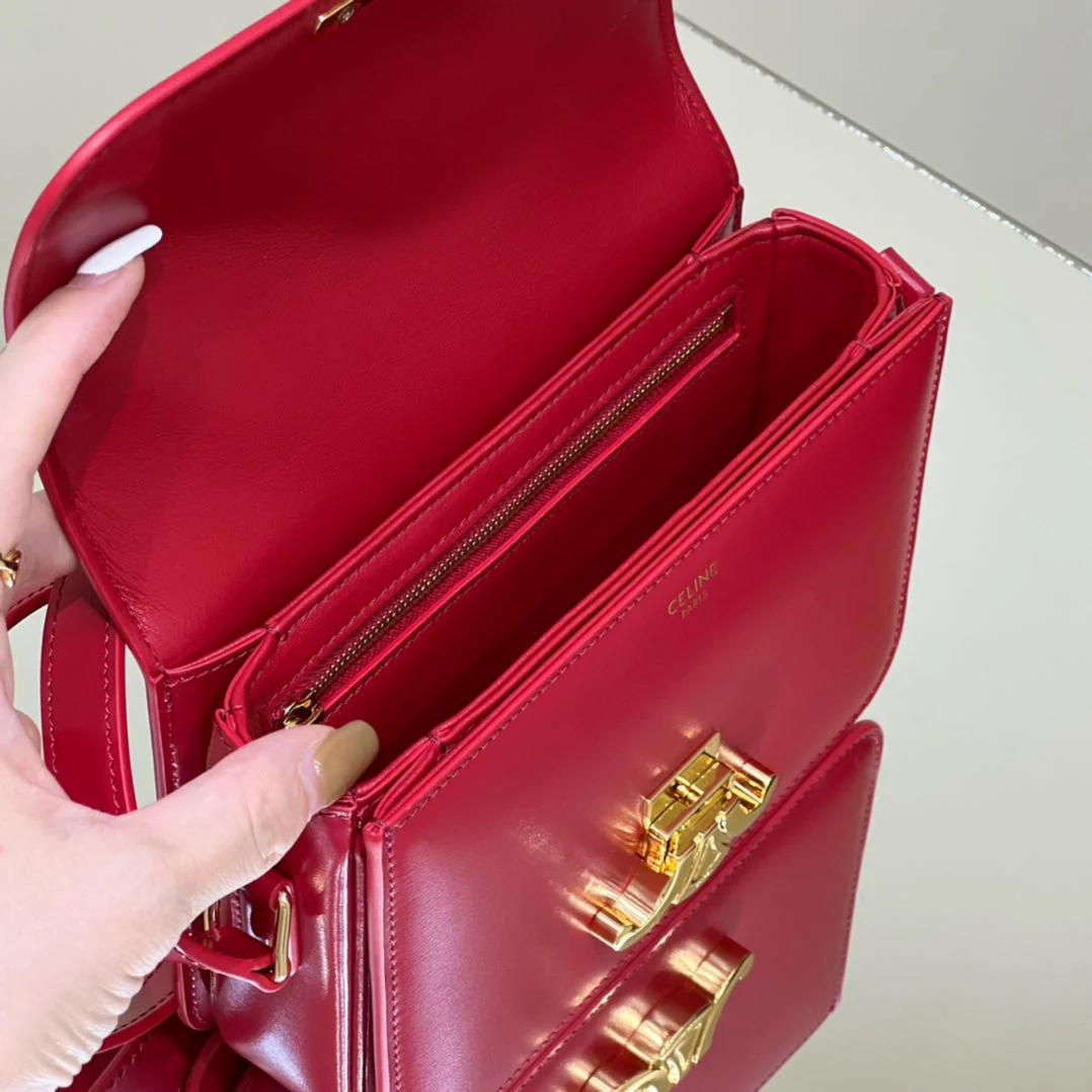 MINI CLAUDE 22 SHINY CALFSKIN CHERRY RED