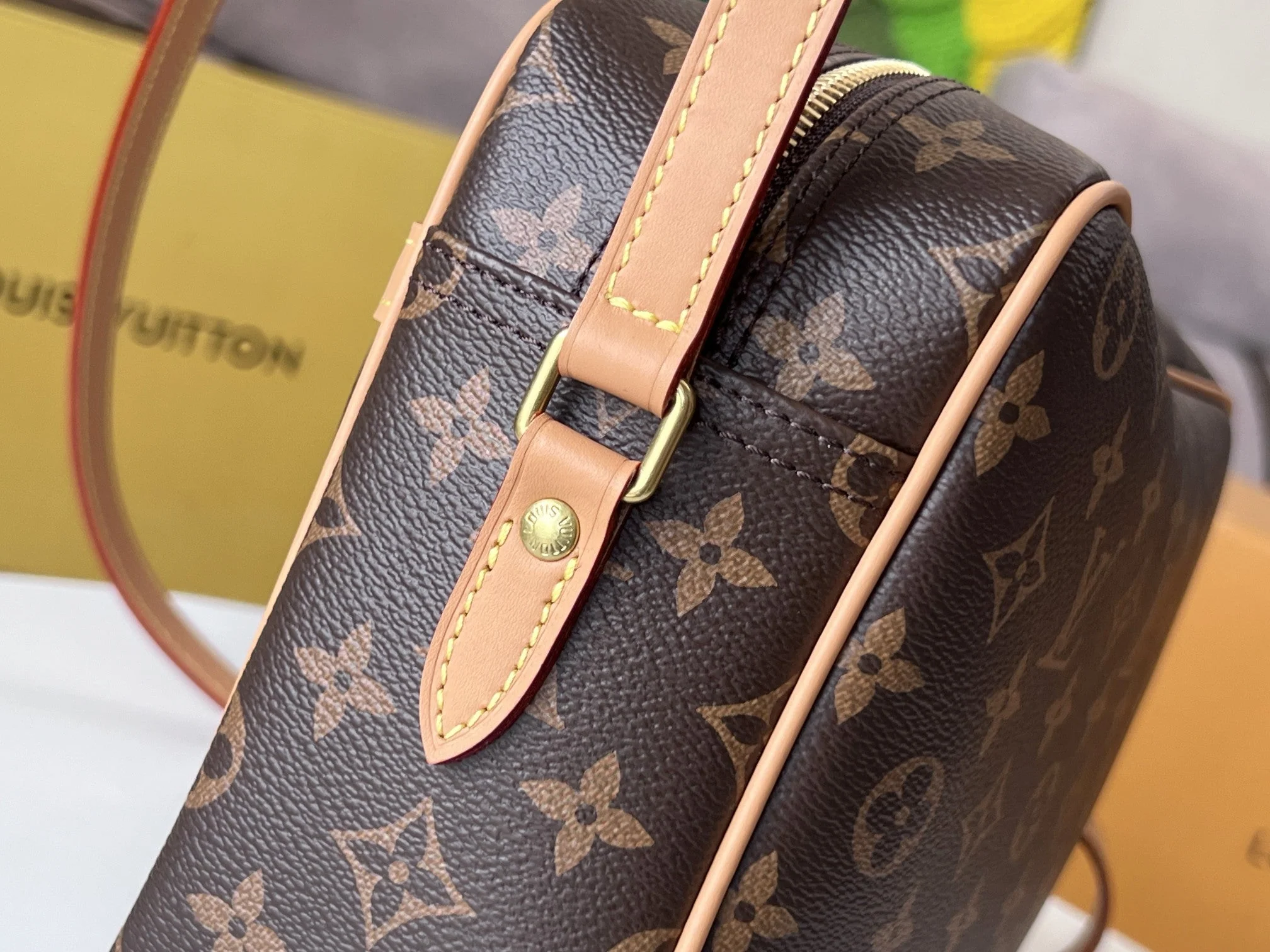 LV 25S TROCADERO MESSENGER BAG 29 IN BROWN MONOGRAM COATED CANVAS