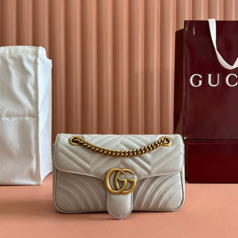 GG MARMONT MATELASSÉ LARGE 26 BAG WHITE CALFSKIN
