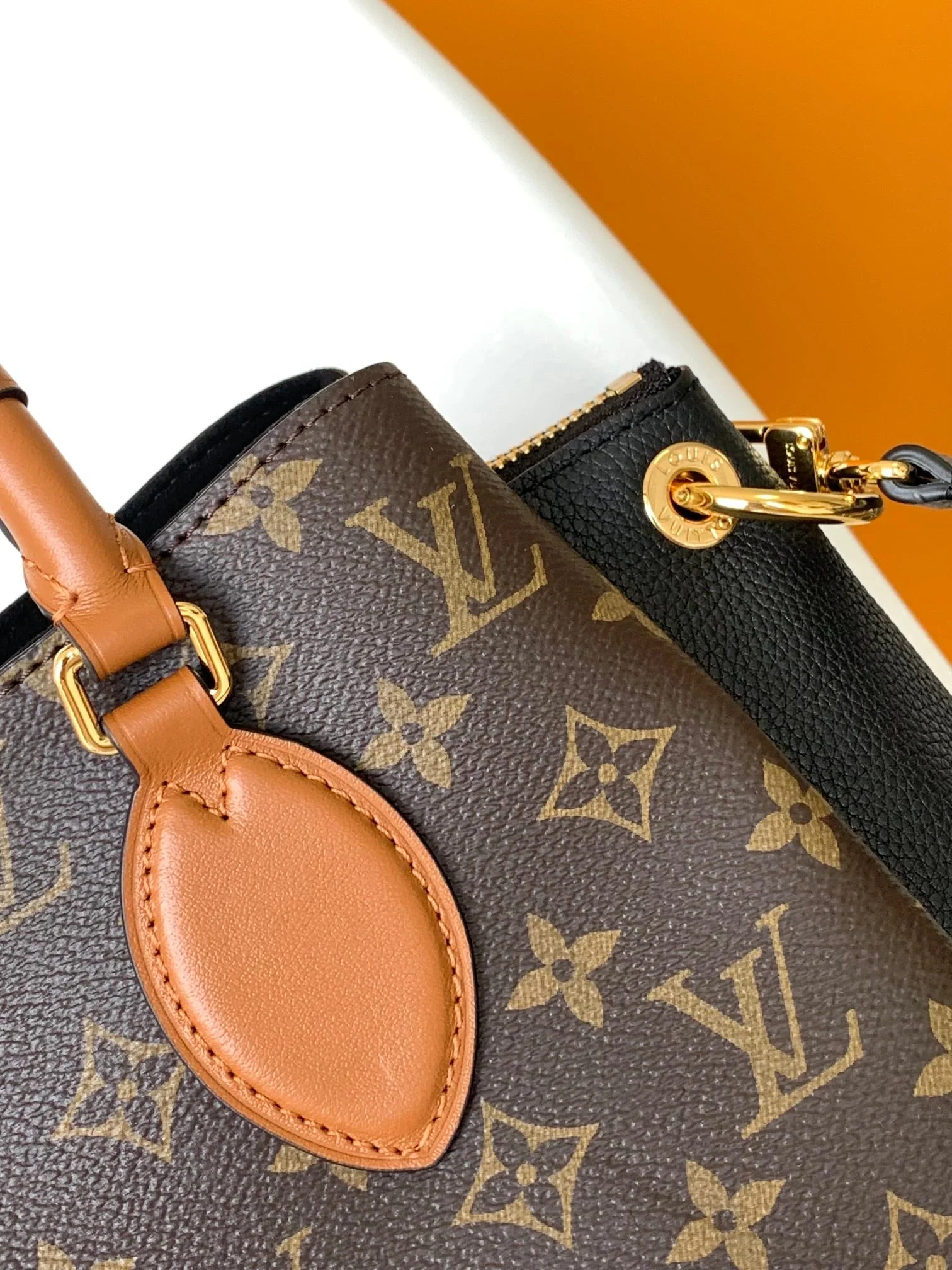 LV 25S OPÉRA MEDIUM BAG 26 IN BROWN AND BLACK MONOGRAM CALFSKIN GOLD HARDWARE
