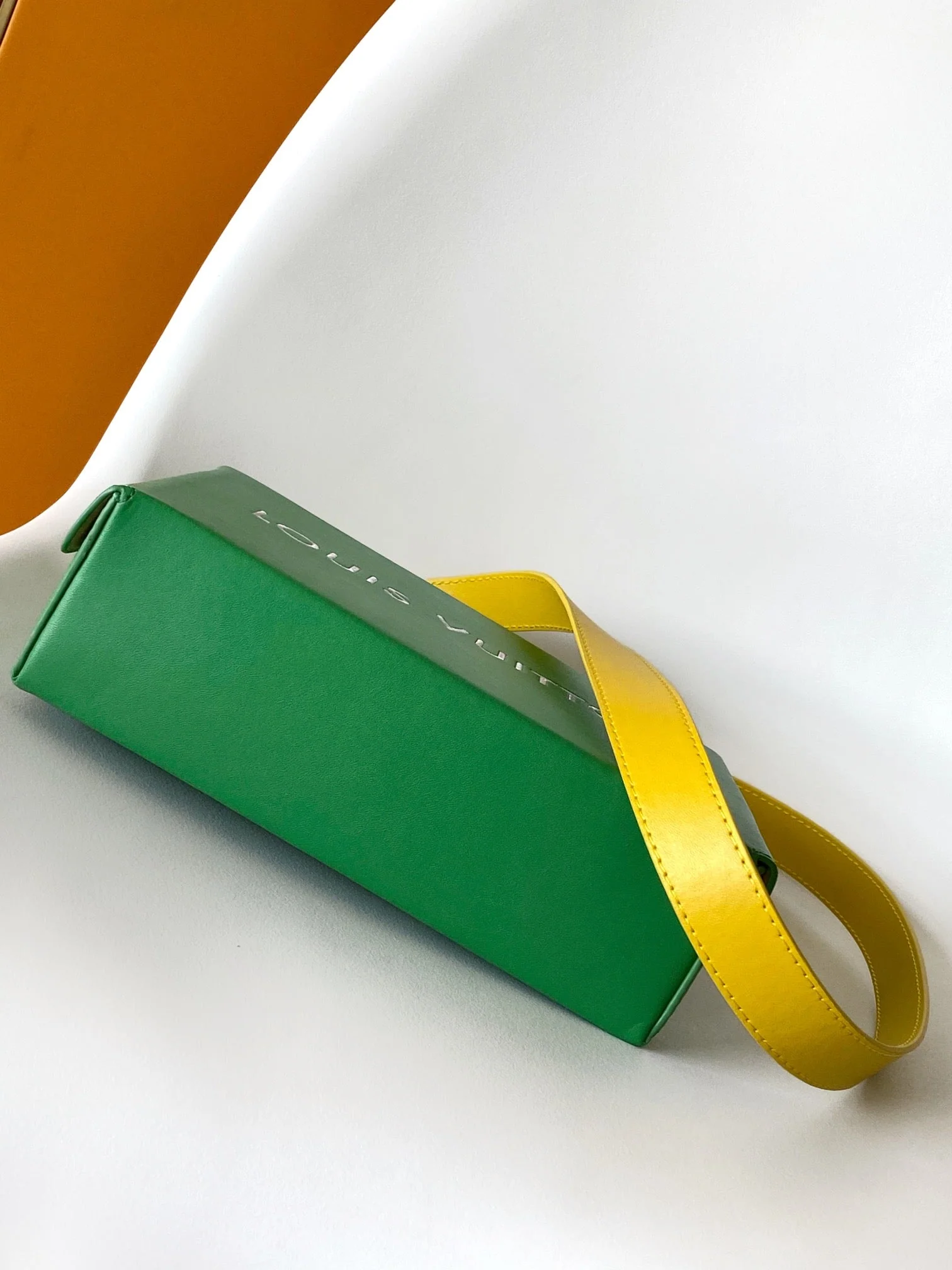 SHOPPER BAG 23 IN GREEN YELLOW CALFSKIN EMBROIDERED LOGO