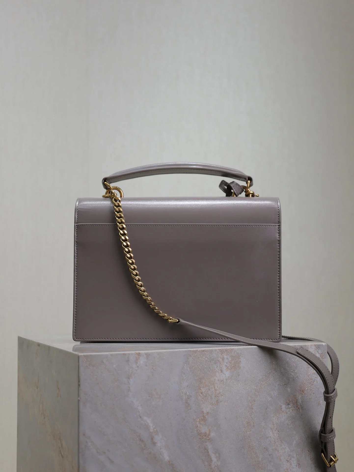 YSL 25S SUNSET MM 25 IN GRAYISH PURPLE CALFSKIN GOLD HARDWRE