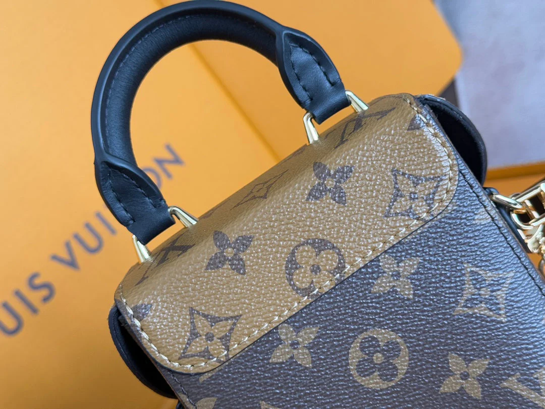 LV 25S CAMERA BOX BAG 18 IN BROWN MONOGRAM CALFSKIN GOLD HARDWARE